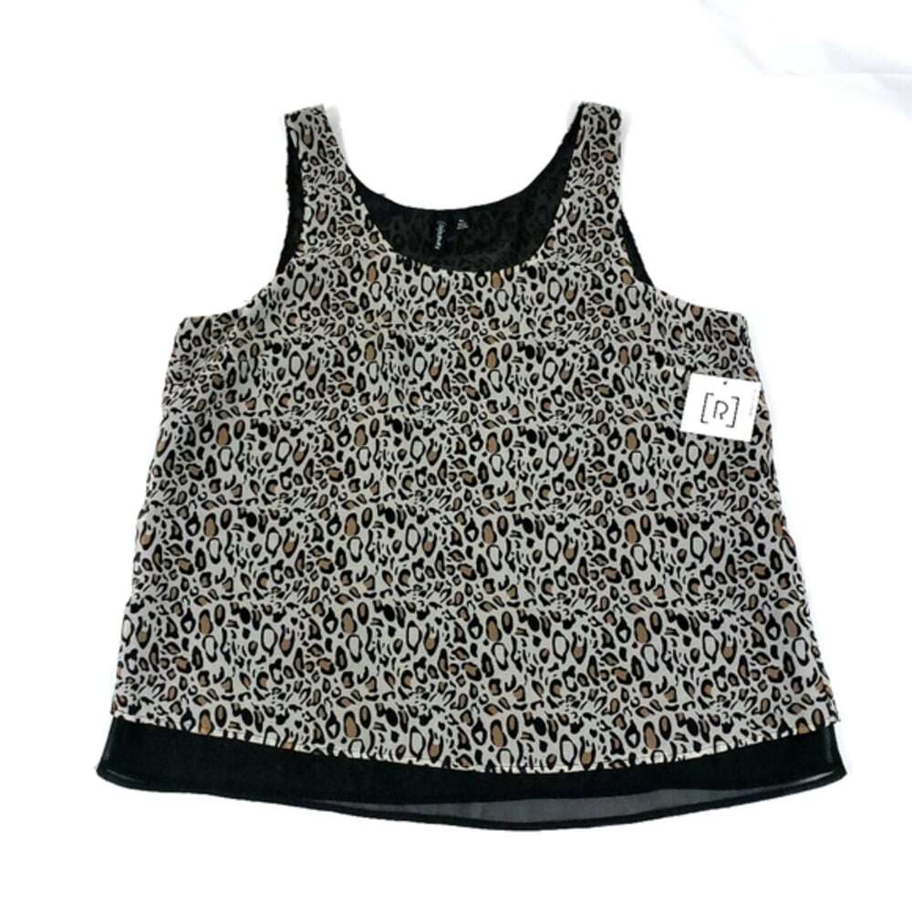 Relativity Sleeveless Leopard Print Sleeveless Top XL Chic Mob Wife Feminine NWT